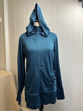 Mondetta Teal-Black Athletic Full Zip Hoodie - Workout, light jacket, hiking